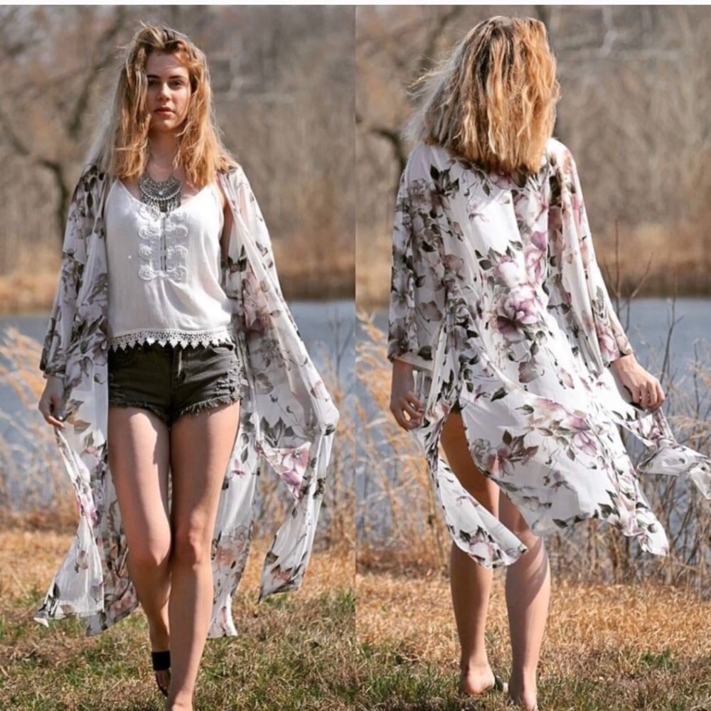 Floral Mesh Kimono